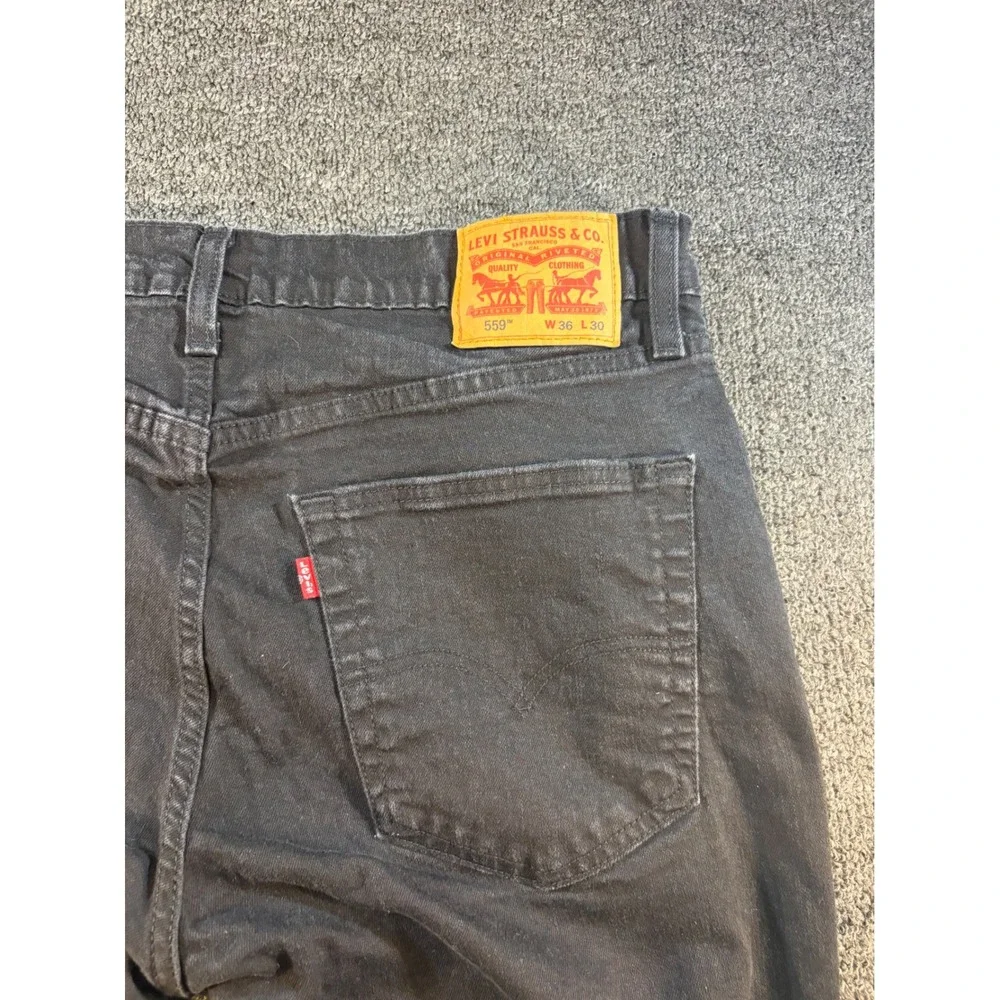 Levis 559 Relaxed Straight Jeans Mens 36x30 Black Denim Pants 00559-0260